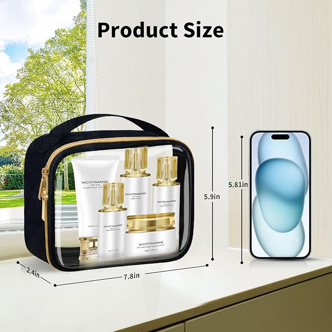 TSA Approved Travel Toiletry Bag, 3 Pack Clear Makeup Bags - Image 3