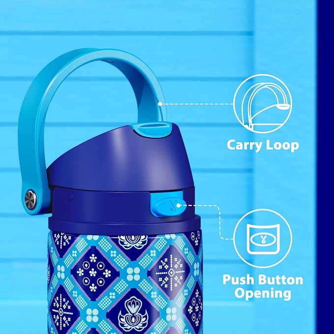 24 oz Insulated Water Bottle for Men: Meoky Stainless Steel Water Bottle with Holder and Shoulder Strap - Leak Proof, Cold for 24 Hours, Fits in Car Cup Holder, BPA-Free for Sports Travel, Blue Faith - Image 5