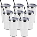 DOMICARE 30oz Tumbler Bulk with Lid and Straw, Double Wall Travel Coffee Mug, Insulated Vacuum Stainless Steel Tumblers, Powder Coated Tumbler Cup (White, 8) by VisittheDOMICARE