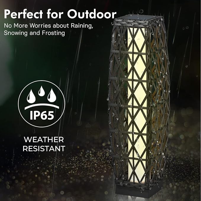 Grand patio Outdoor Solar Powered Wicker Floor Lamp Outdoor Weather-Resistant - Image 4