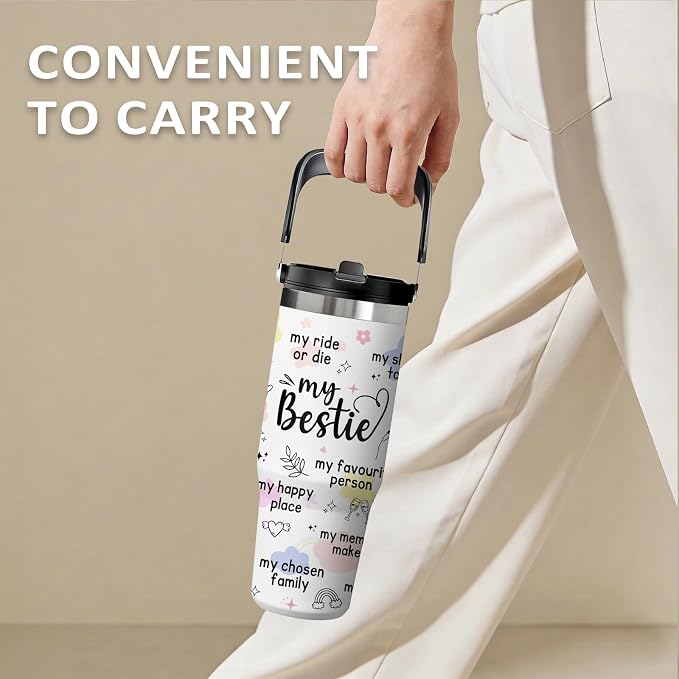 Bestie Tumbler 30oz - Best Friend Gift for Women, Stainless Steel Insulated Cup with Handle, Friendship Birthday Christmas Gift for Female Friends, Thoughtful Gifts Idea - Image 8