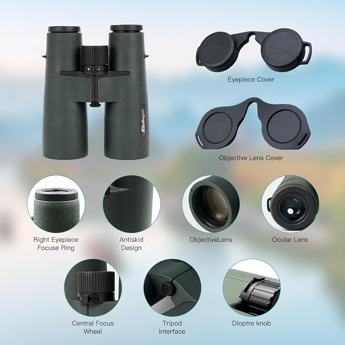 12X50ED Compact Binoculars for Adults – High-Powered BAK4 Prisms, Diamond White - Image 2