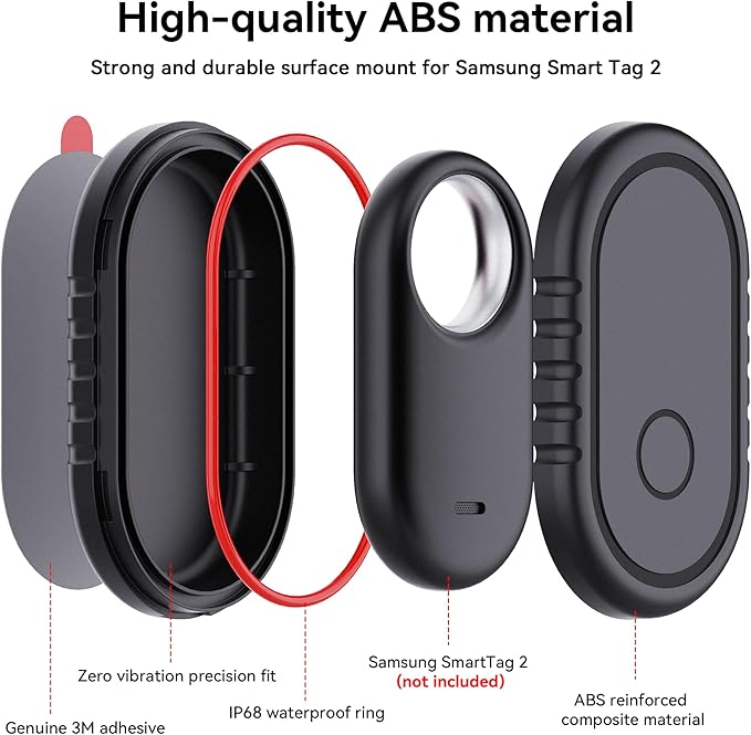 2 Pack for Samsung Smart Tag 2 Adhesive Mount, ABS Waterproof Case - Image 4