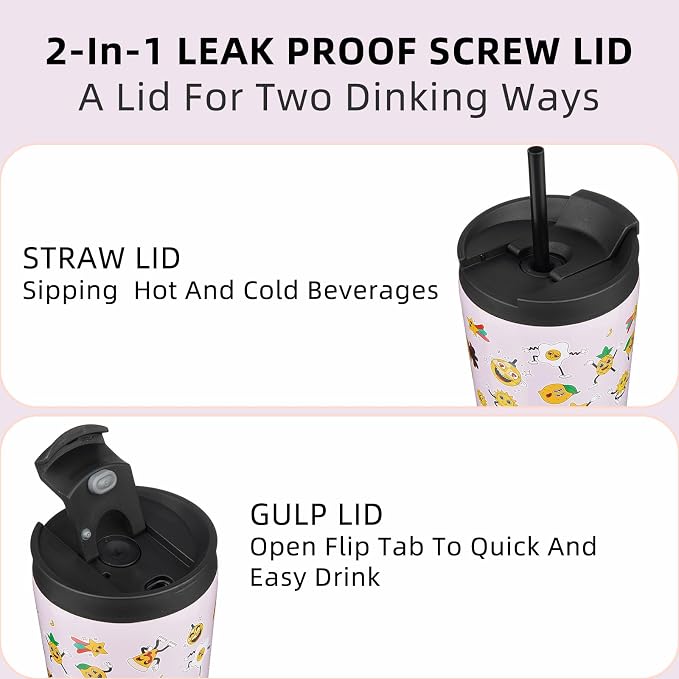 BJPKPK 18oz Tumbler With lid And Straw Stainless Steel Travel Coffee Mug Insulated Tumblers Cups,Hawaii Fruits Purple - Image 3