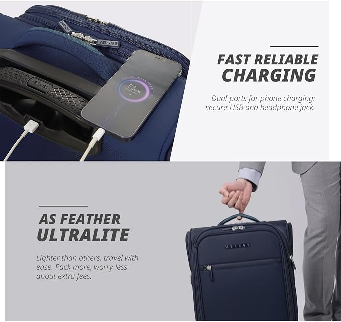 Verage Under Seat Luggage with Wheels, Softside Small Suitcase Spinner Carry On - Image 7