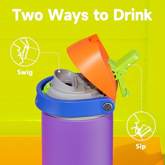 24 oz Insulated Water Bottle for Women: Meoky Stainless Steel Metal Water Bottle with 2-in-1 Straw and Spout Lid - Leak Proof, Cold for 24 Hours, Protective Silicone Base, BPA-Free for School, Violet - Image 4