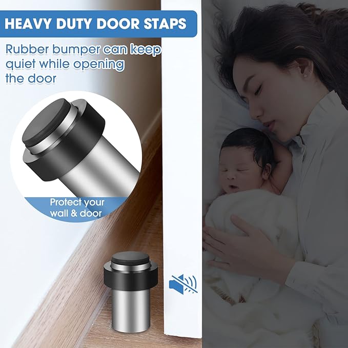 Chumia 20 Pcs Door Stopper Mounted Floor Stops Stainless Steel Cylindrical - Image 6