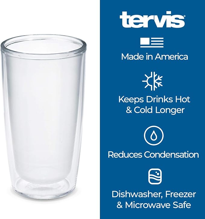 Tervis Crystal Clear Tabletop Made in USA Double Walled Insulated Tumbler Travel Cup Keeps Drinks Cold & Hot, 16oz - 4pk, Classic - Image 3