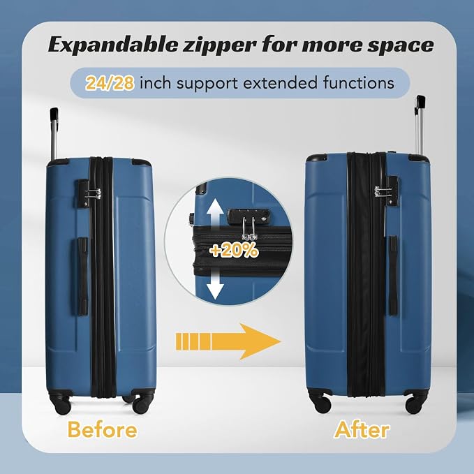 Merax Luggage Set 6 Piece Expandable Lightweight ABS Hardshell Travel Suitcases - Image 4
