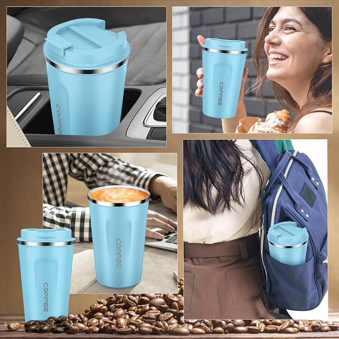 CS COSDDI 12 oz Stainless Steel Vacuum Insulated Tumbler - Coffee Travel Mug Spill Proof with Lid - Coffee Cups for Keep Hot/Ice Coffee,Tea and Beer - Image 4