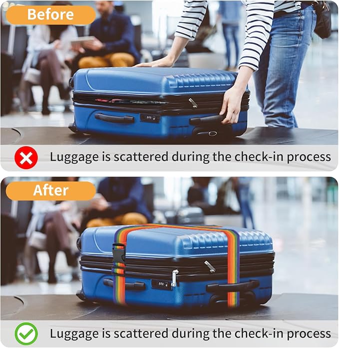 BILIONE 8 Pcs Luggage Straps, TSA Approved Add a Bag Premium Accessory - Image 6