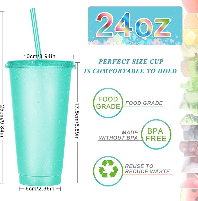 Honeydak 30pcs 24 oz Tumbler with Straw and Lid Gifts Bulk Reusable Plastic Cups Bulk Coffee Cups with Lids Gifts Water Bottle Iced Coffee Travel Mug for Parties Birthdays - Image 4