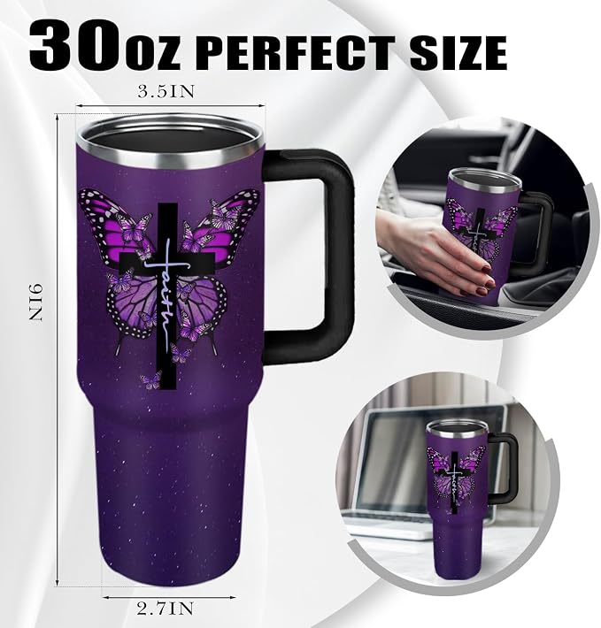Christian Gifts for Women, 30 oz I Can Do All Things Christ Tumbler With Handle, Inspirational Religious Birthday Gifts for Faith Cup, Christian Jesus God Bible Verse Pastor Prayer Gift for Christmas - Image 6