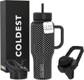 Coldest Tumbler with Handle and Straw - 100% Spill Proof Tumbler with Straw (3 Lids) - Stainless Steel Insulated Leakproof Tumblers for Women & Men - 36 oz (Black Dress) by Coldest