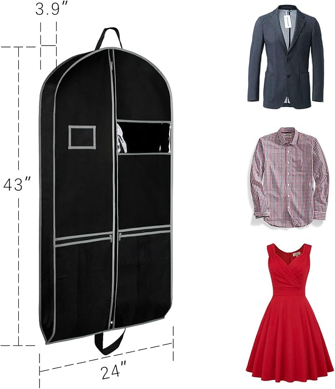 Zilink Garment Bags Suit Bag for Travel and Storage 43 inches Gusseted Suit - Image 2