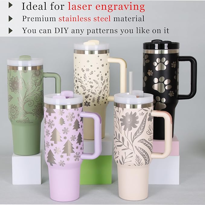 4 Pack 40 Oz Tumbler with Handle Bulk, Double Wall Vacuum Insulated Stainless Steel Tumbler with Lid and Straw, 40 oz cup with Silicone Spill Proof Stopper Set (White) - Image 6
