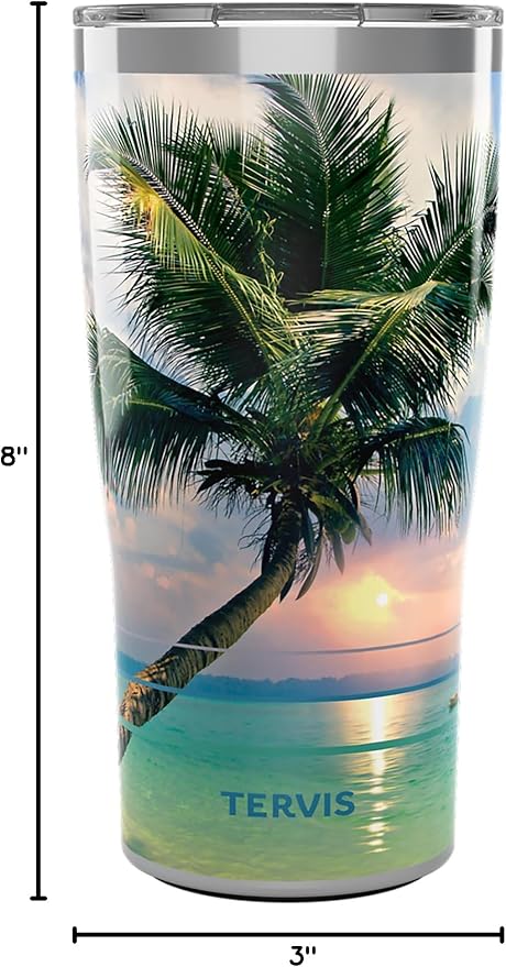 Tervis Traveler Sunset in Paradise Triple Walled Insulated Tumbler Travel Cup Keeps Drinks Cold & Hot, 30oz, Stainless Steel - Image 9