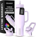 Coldest Tumbler with Handle and Straw - 100% Leak Proof Insulated Tumbler with Lid and Straw (3 Lids) - Stainless Steel Tumblers for Women & Men - Cup Holder Friendly Base, 46 oz (Lilac Blue) by Coldest