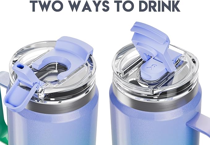Meoky 32oz Tumbler with Handle, Stainless Steel Travel Mug with 2-in-1 Straw and Sip Lid, Vacuum Insulated Coffee Mug, 100% Leak Proof, Keeps Cold for 24 Hours or Hot for 8 Hours (Fairyland) - Image 4