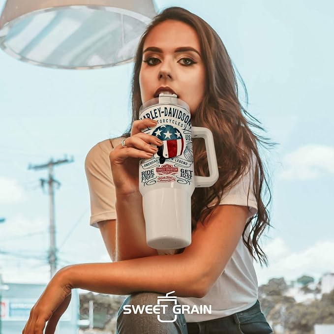 sweet grain 40 oz Sublimation Tumbler with Handle and Straw(12 Pack) Stainless Steel Double Wall Vacuum Insulated Travel Mug Cup Tumblers Bulk Sublimation Blank - White & Black - Image 2