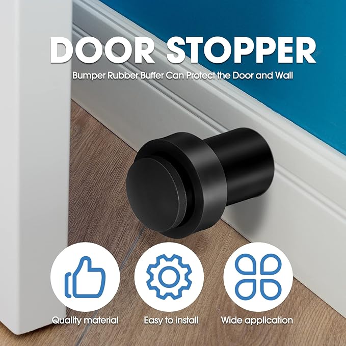 Chumia 6 Pcs Door Stopper Mounted Floor Stops Stainless Steel Cylindrical - Image 5