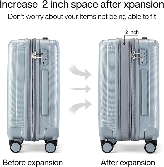 Hanke Expandable Hardshell Luggage Sets 3 piece Carry on Luggage - Image 3