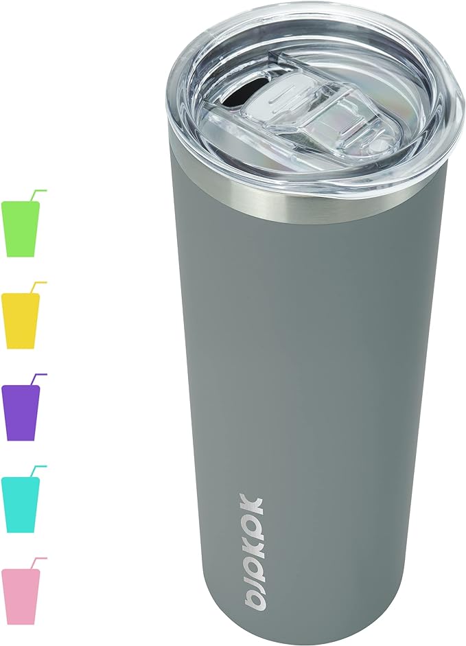 BJPKPK Skinny Tumbler with Lid 20 oz Stainless Steel Slim Vacuum Insulated Tumblers Cup,Gray by BJPKPK