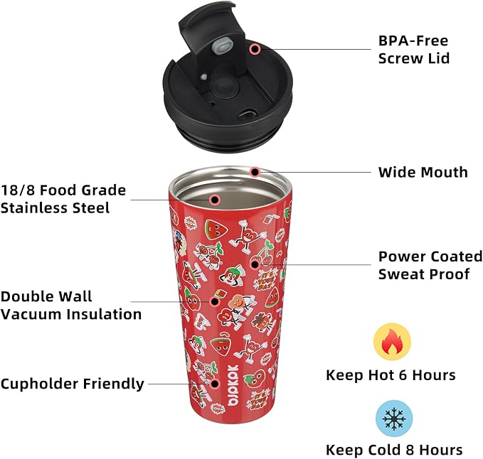 BJPKPK 22oz Tumbler With lid And Straw Stainless Steel Travel Coffee Mug Insulated Tumblers Cups,Passionate Red - Image 2