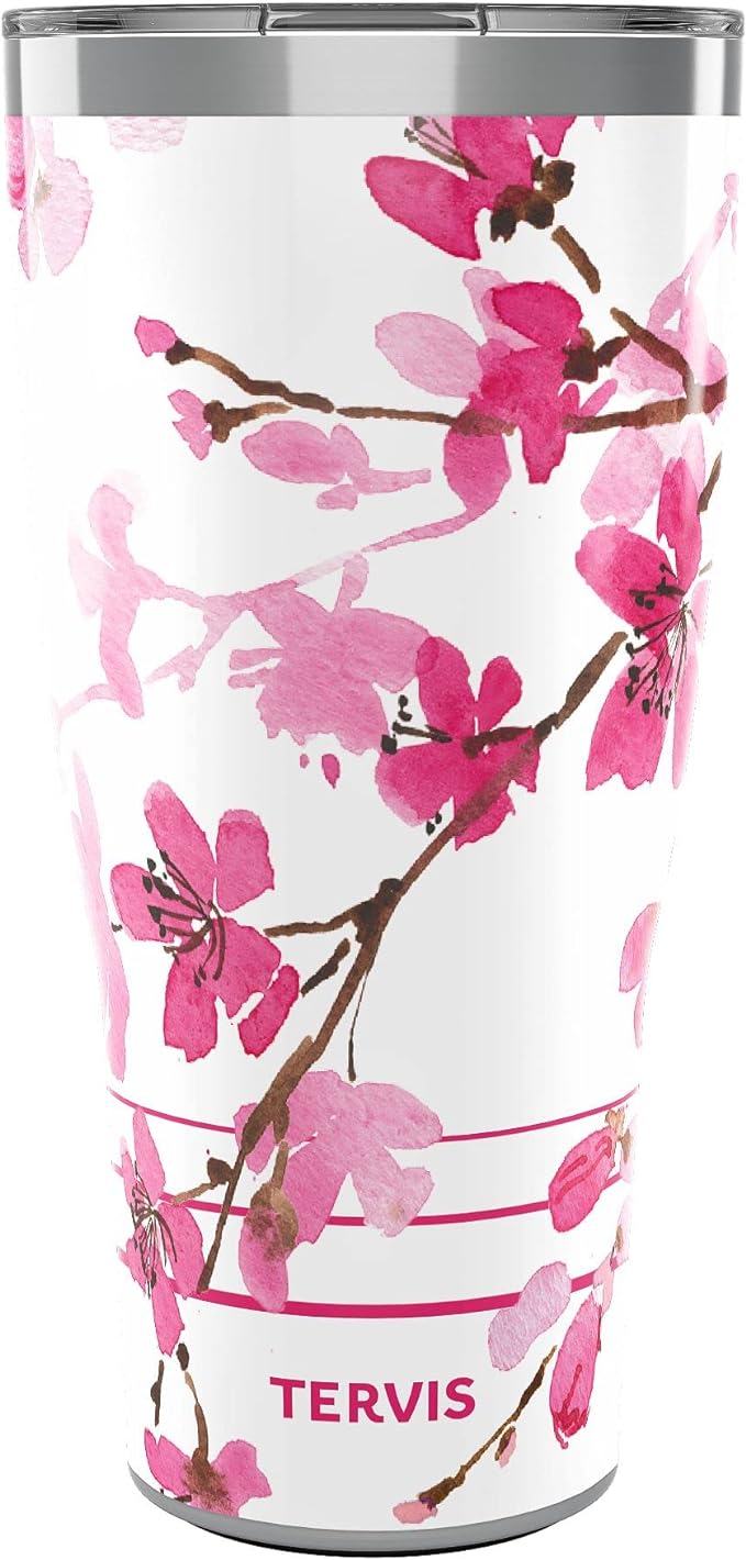 Tervis Traveler Sakura Japanese Cherry Blossom Triple Insulated Tumbler Travel Cup Keeps Drinks Cold & Hot, 30oz, Stainless Steel by TervisTumblerCompany