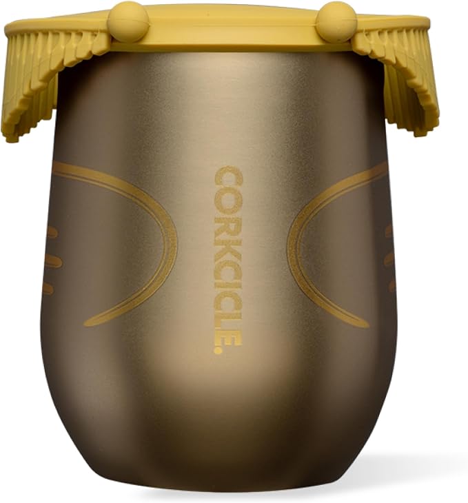 Corkcicle Stemless Insulated Wine Glass Tumbler - Beverages Cold 6 Hours & Hot 3 Hours - Stainless Steel - Easy-Grip - Summer Drinkware Gift - Keeps Drinks Ice - 12 oz - Golden Snitch by Corkcicle