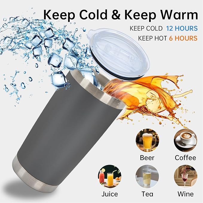 IEOVIEE 32 Pack, 20oz Stainless Steel Bulk Tumblers with Lids and Straws, Double Wall Insulated Travel Coffee Mug, Durable Powder Coated Tumbler Bulk Cup for Cold and Hot Drinks (Grey) - Image 6