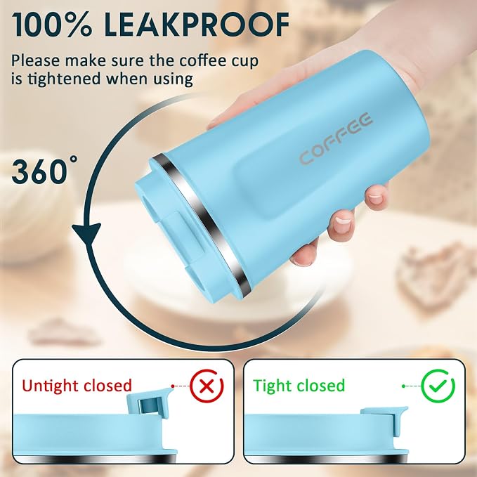 CS COSDDI 12 oz Stainless Steel Vacuum Insulated Tumbler - Coffee Travel Mug Spill Proof with Lid - Coffee Cups for Keep Hot/Ice Coffee,Tea and Beer - Image 2