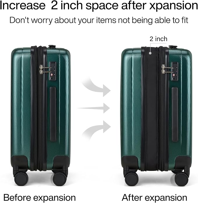 Hanke 20 Inch Expandable Carry on Luggage 22x14x9 Airline Approved Lightweight - Image 3