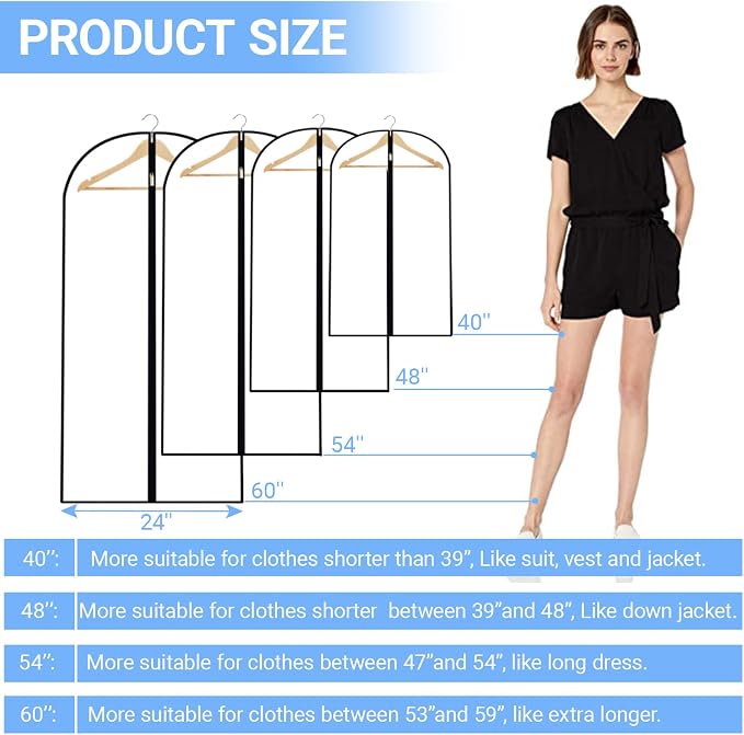 Garment Bags for Hanging Clothes 24'' x 54'' Coat Covers for Closet Foldable - Image 7