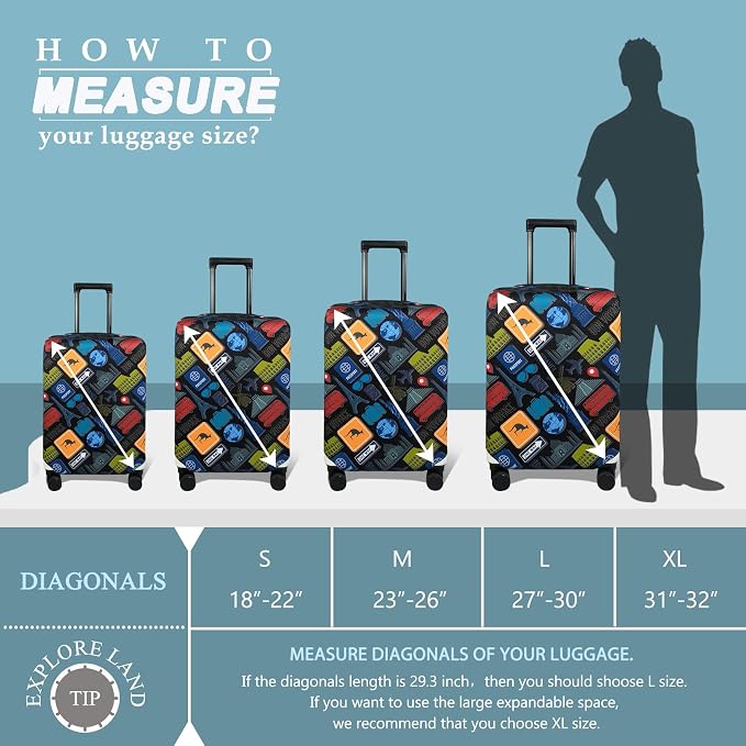 Explore Land Travel Luggage Cover Suitcase Protector Fits 27-30 Inch Case - Image 5