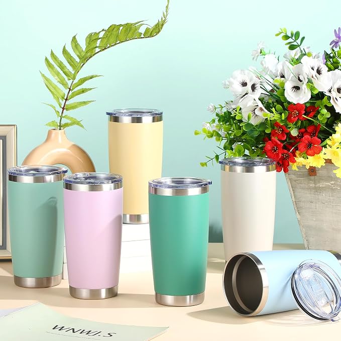 Sieral 36 Pack Stainless Steel Tumblers Bulk with Lids Double Wall Vacuum Insulated Coffee Cups Blank leakproof Powder Coated Tumblers for Engraving Wedding Graduation Party Favors(20 oz,Matte Color) - Image 3