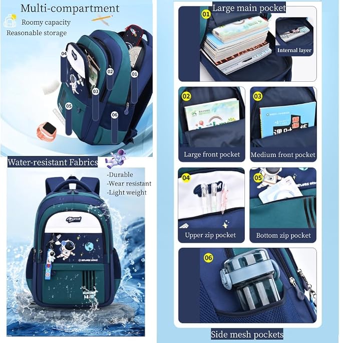 Astronaut-space Backpack for Boys-Girls Elementary Middle School Backpack Book - Image 4