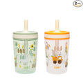 Zak Designs Kelso Toddler Cups For Travel or At Home, 15oz 2-Pack Durable Plastic Sippy Cups With Leak-Proof Design is Perfect For Kids (Silly Goose, Harvest) by ZakDesigns
