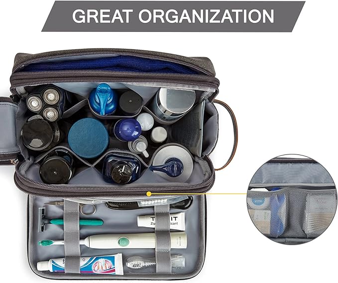 BAGSMART Toiletry Bag for Men, Canvas Travel Toiletry Organizer Dopp Kit - Image 2