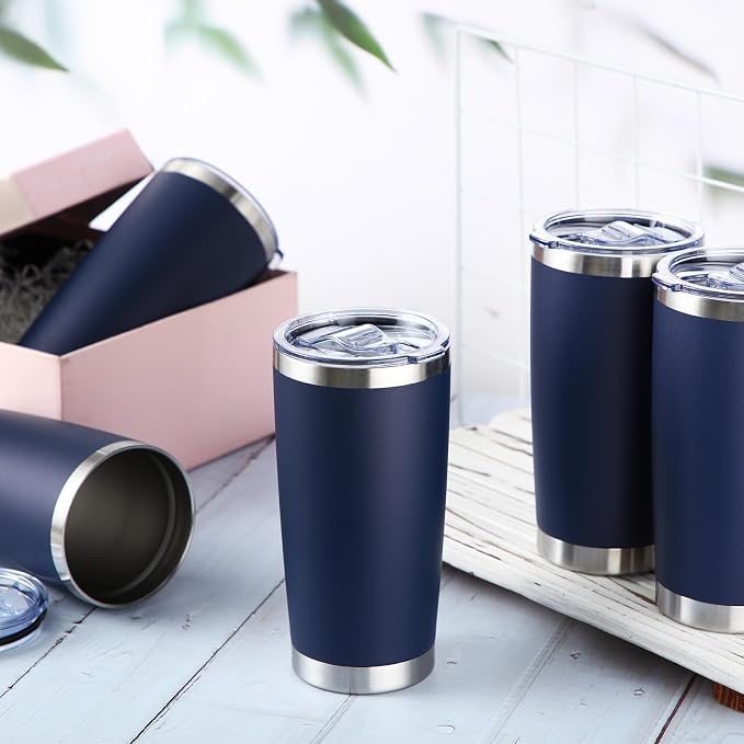 Sieral 36 Pack Stainless Steel Tumblers Bulk with Lids Double Wall Vacuum Insulated Coffee Cups Blank leakproof Powder Coated Tumblers for Engraving Wedding Graduation Party Favors(16 oz,Navy Blue) - Image 3