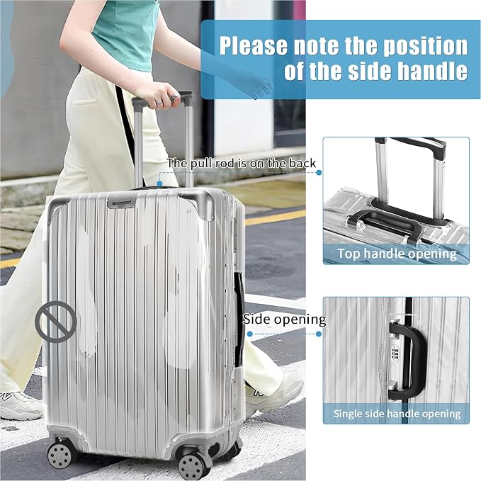 Yotako Upgraded Zippered Clear PVC Suitcase Cover, 28 Inch Luggage Covers - Image 4