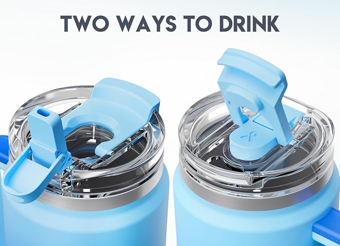 Meoky 40 oz Tumbler with Handle and Straw, Insulated Tumbler with Lid and Straw, Stainless Steel Travel Mug, Keeps Cold for 34 Hours, 100% Leak Proof, Fits in Car Cup Holder (Sky) - Image 6
