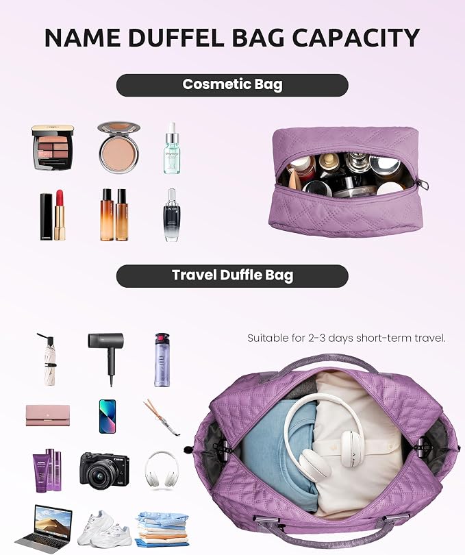 Unique Gifts for Her-Overnight Bags for Women, Personalized Weekender Bag - Image 4