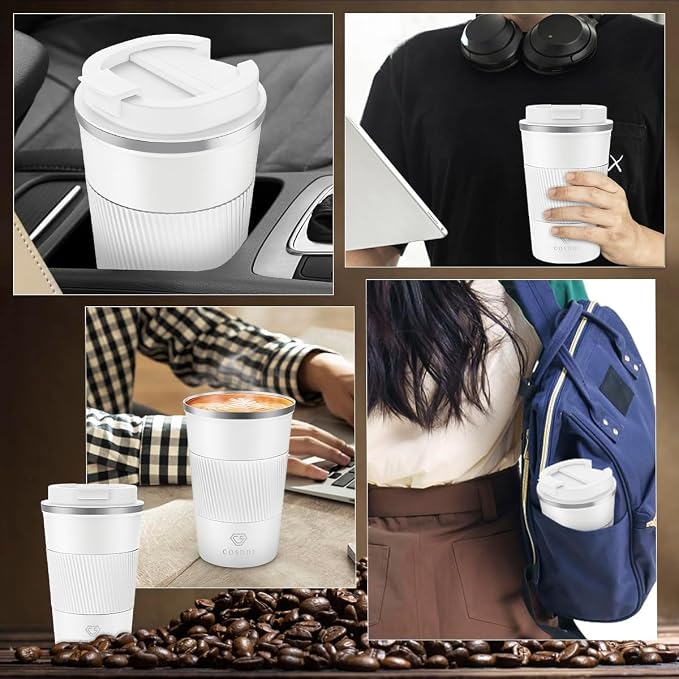 CS COSDDI 12 oz Stainless Steel Vacuum Insulated Tumbler Coffee Travel Mug- Travel Mug Spill Proof with Lid - Coffee Cups for Keep Hot/Ice Coffee,Tea and Beer - Image 7