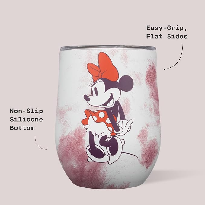 Corkcicle Stemless Insulated Wine Glass Tumbler - Beverages Cold 6 Hours & Hot 3 Hours - Stainless Steel - Easy-Grip - Summer Drinkware Gift - Keeps Drink Ice - 12 oz - Minnie Mouse Tie Dye - Image 4