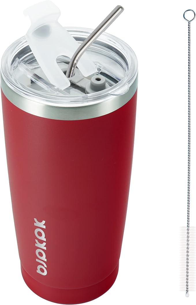 BJPKPK 20 oz Tumbler Stainless Steel Vacuum Insulated Tumblers Cup with Lid and Straw,Red by BJPKPK