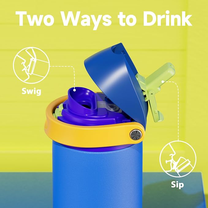 32 oz Insulated Water Bottle for Men: Meoky Stainless Steel Water Bottle with 2-in-1 Straw and Spout Lid - Leak Proof, Cold for 24 Hours, Protective Silicone Base, BPA-Free for Sports Gym, Sapphire - Image 4