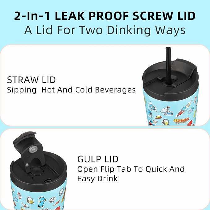 BJPKPK 26oz Insulated Tumbler With lid And Straw Stainless Steel Tumblers Travel Coffee Mug Reusable Thermal Cup,Playground - Image 3