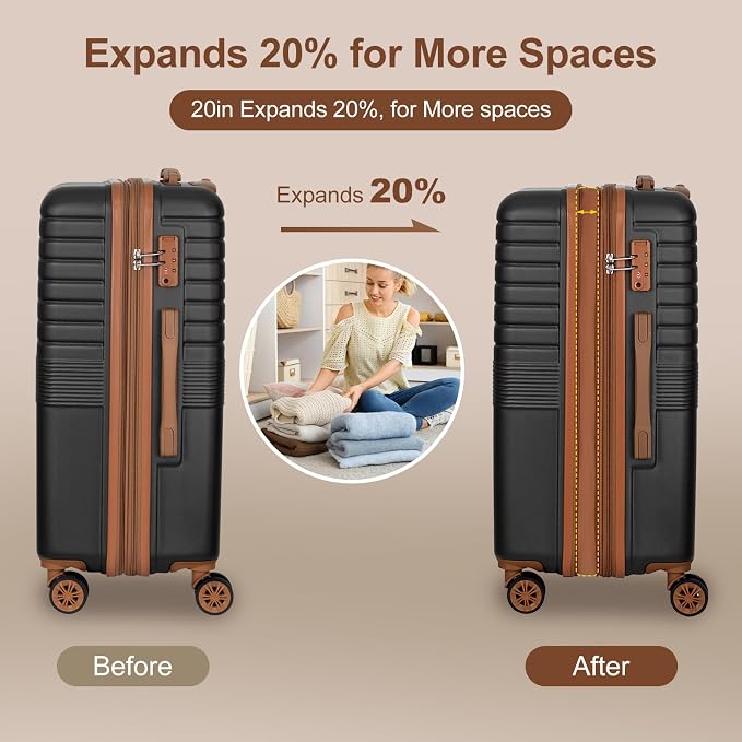Romswi Luggage Sets 2 Piece, Expandable Carry On Luggage 20In - Image 6
