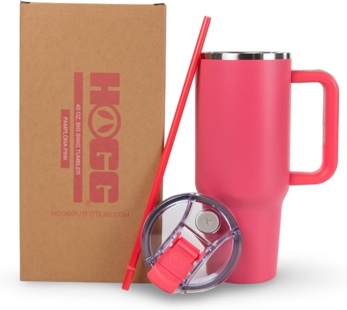 Hogg Big Swig 40 oz Tumbler with Handle and Straw - Pamplona Pink, 40oz Insulated Stainless Steel, Water Tumbler with Straw, Water Cup with Handle, Versatile Leak Proof Lid - Image 7